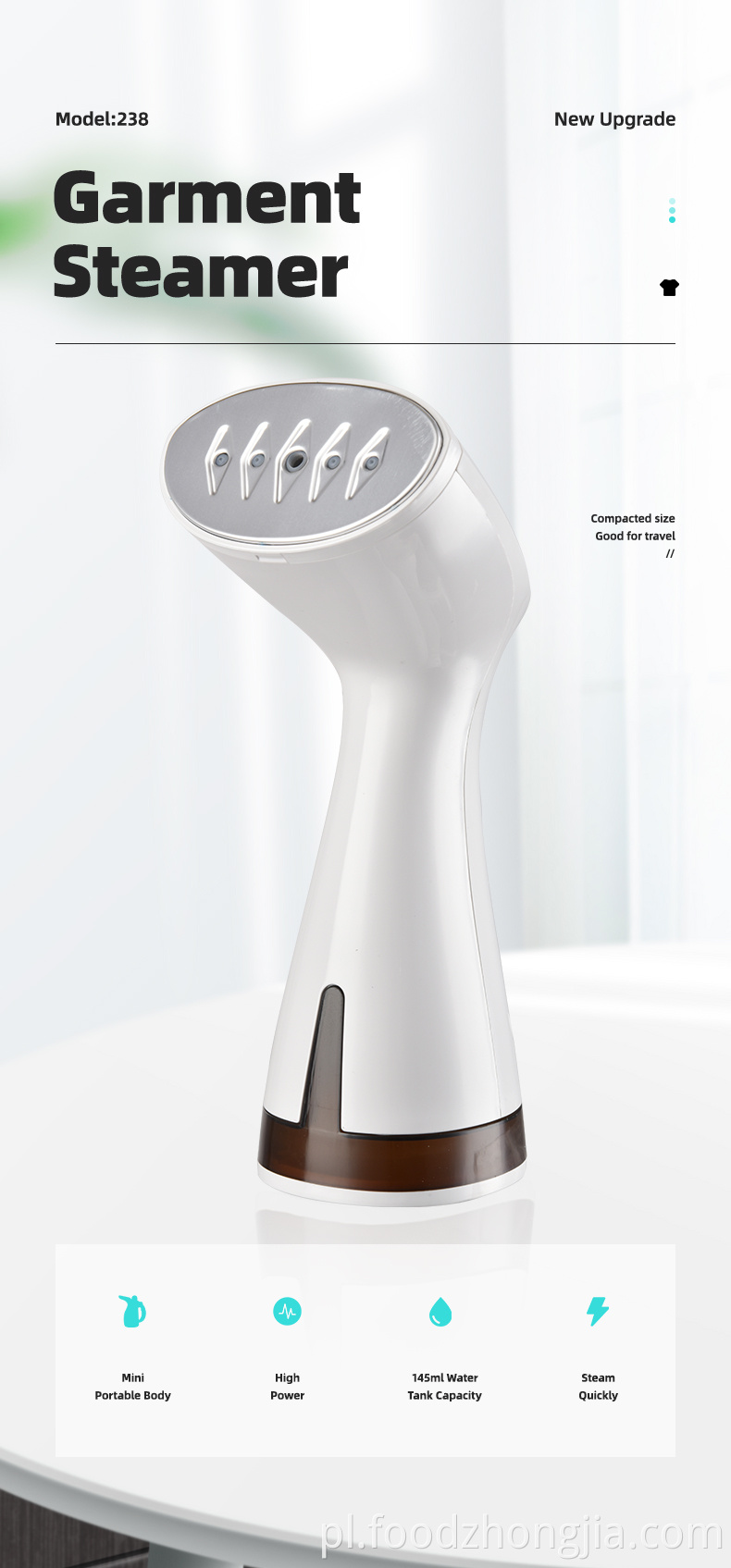 Mini rozmiar rozgrzewa metalową głowicę parową Przenośna ręka podróżna trzymana ręczna parowa dla dowolnej tkaniny